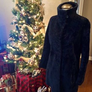 Navy Shearling Swing Coat
